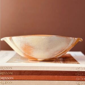 Frankoma Desert GOLD Plainsman Oval Serving Bowl Scalloped Handle 9 1/2" #201